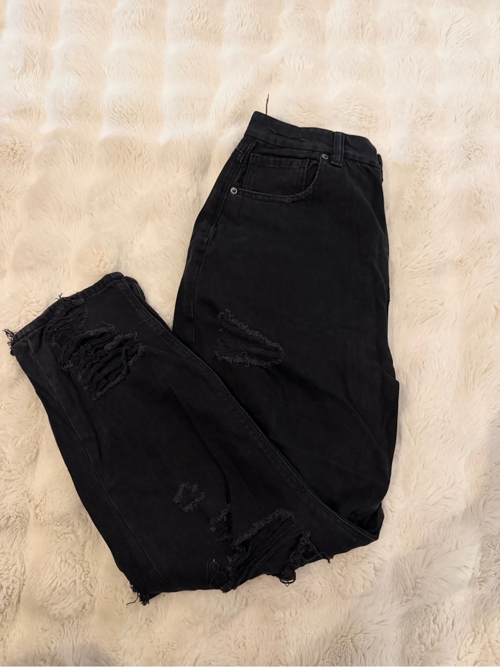 American Eagle Outfitters Black Distressed Boyfriend Jeans